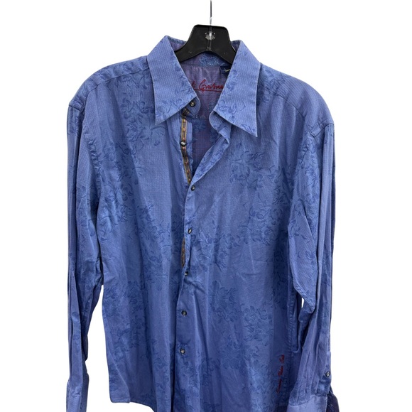 Robert Graham Blue Jacquard Floral Button-Down Shirt – Size L
